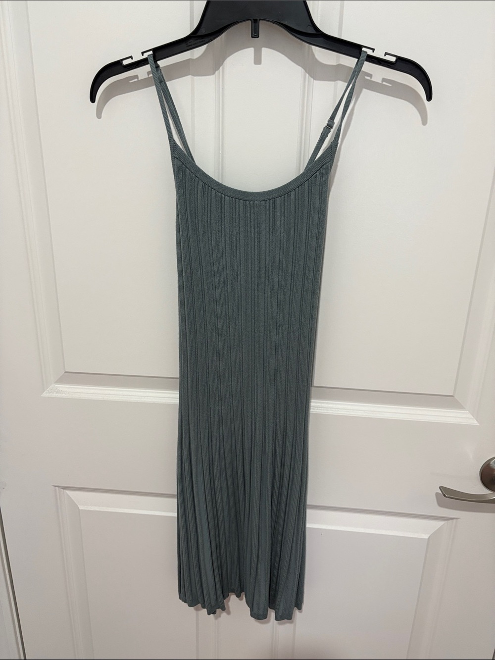 Abercrombie & Fitch Ribbed Midi Slip Dress in Dusty Green